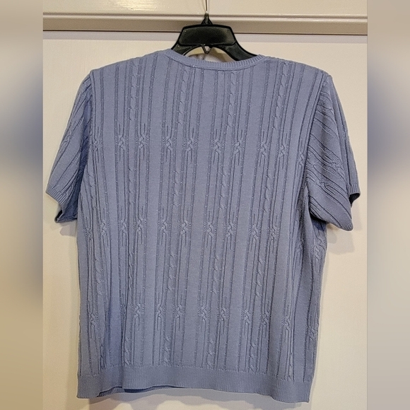Alfred Dunner cable style knit, short sleeve, blue sweater - Picture 4 of 5